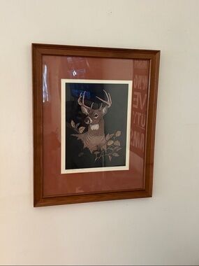 Framed Deer Print with Rust Mat
